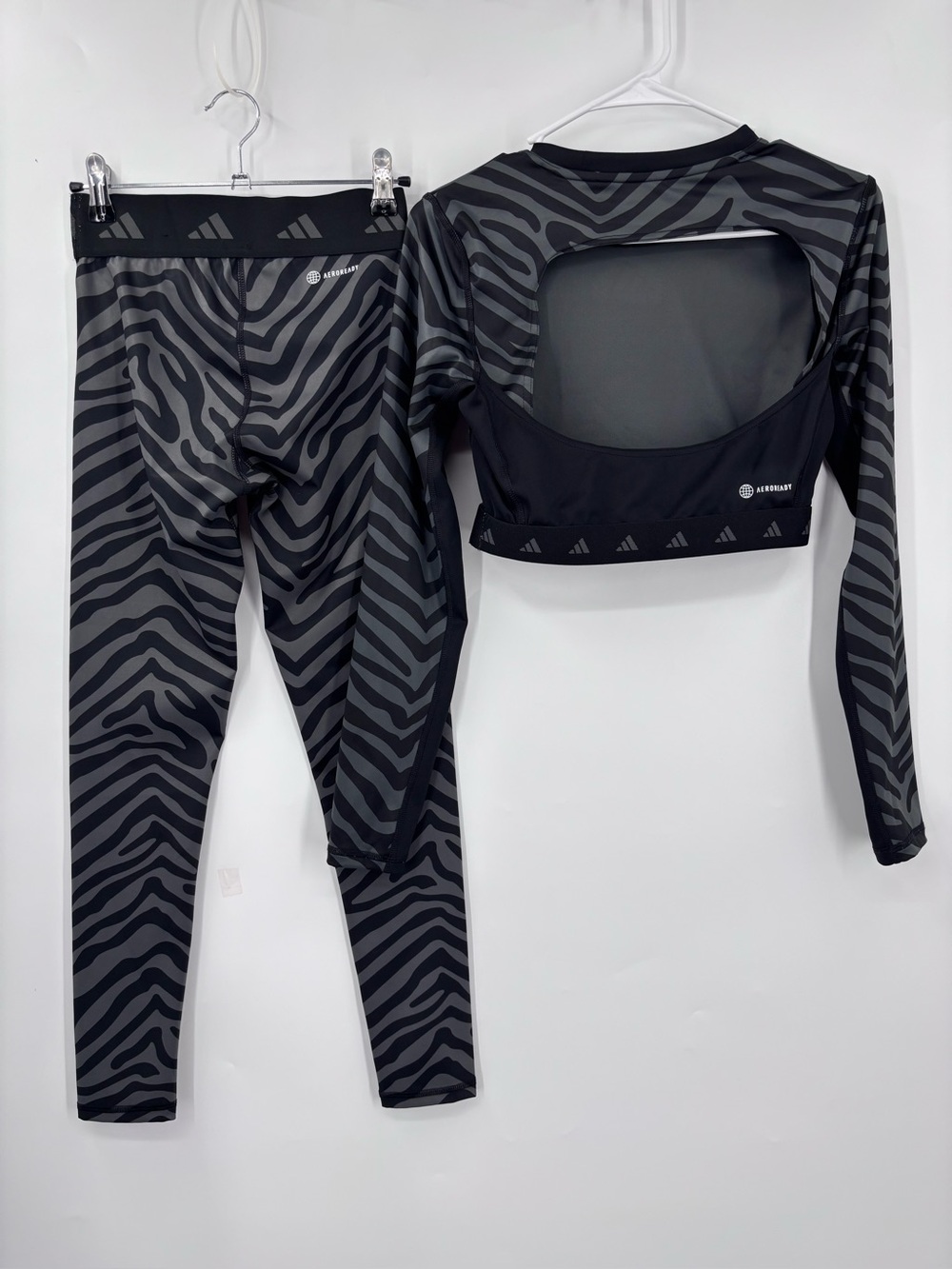 adidas Women's Black & Gray Zebra Print High-Waist Leggings - Picture 5 of 13